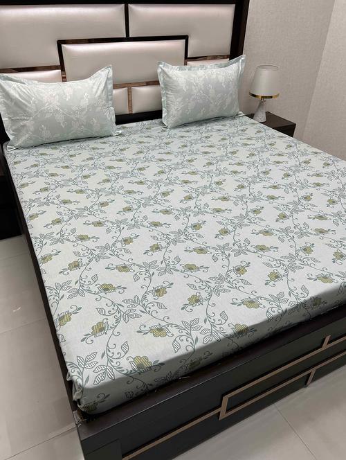 printed tc fitted king-sized bedsheet with 2 pillow covers - 21604243 - Very Small Image - 1
