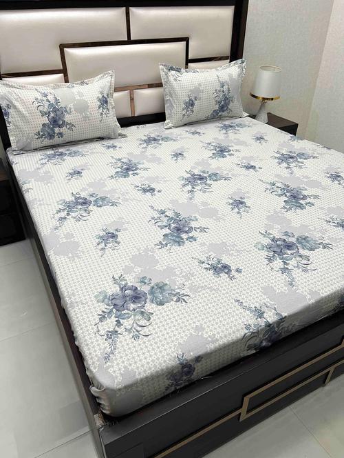 printed tc fitted king-sized bedsheet with 2 pillow covers - 21604585 - Very Small Image - 1