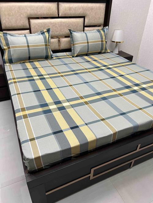 printed tc fitted king-sized bedsheet with 2 pillow covers - 21604838 - Very Small Image - 1