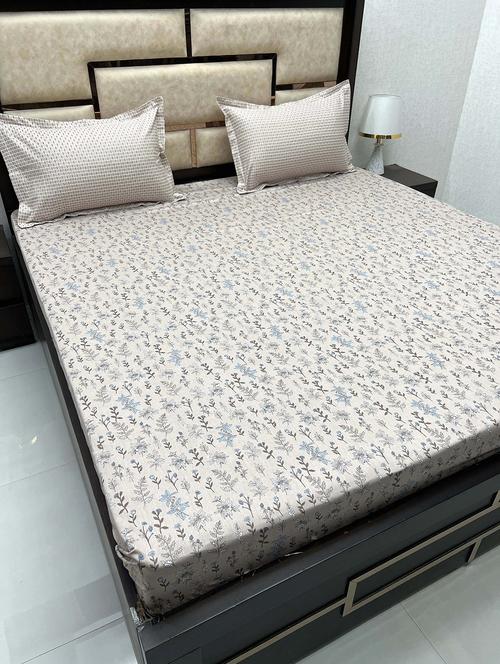 printed tc fitted king-sized bedsheet with 2 pillow covers - 21604961 - Very Small Image - 1