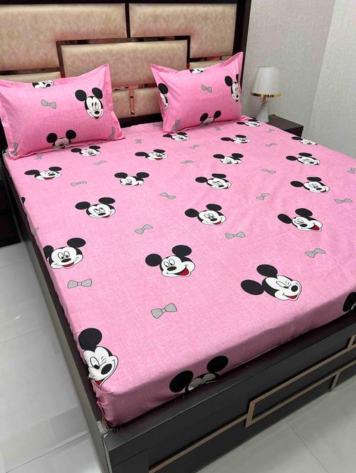 printed tc fitted king-sized bedsheet with 2 pillow covers - 21605185 - Very Small Image - 1