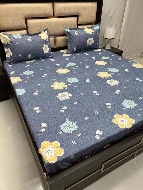 printed tc fitted king-sized bedsheet with 2 pillow covers - 21605264 - Very Small Image - 1