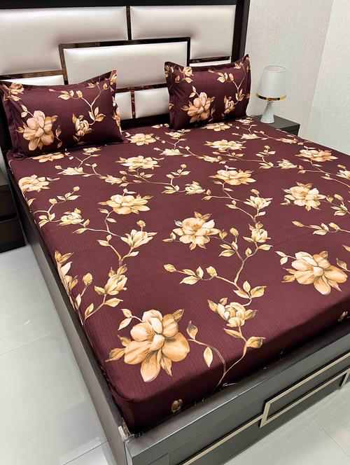 printed tc fitted king-sized bedsheet with 2 pillow covers - 21605418 - Very Small Image - 1