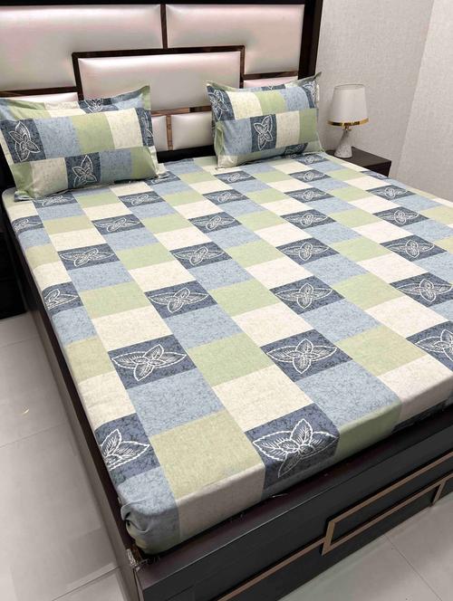 printed tc fitted king-sized bedsheet with 2 pillow covers - 21605477 - Very Small Image - 1