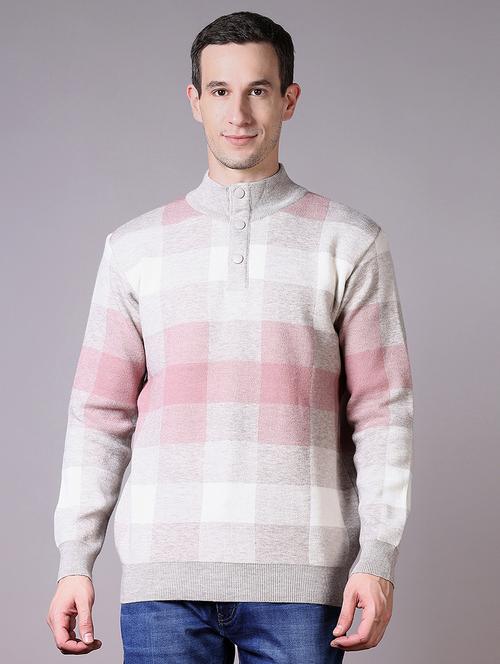 men checkered long sleeves pullover - 21606391 - Very Small Image - 1