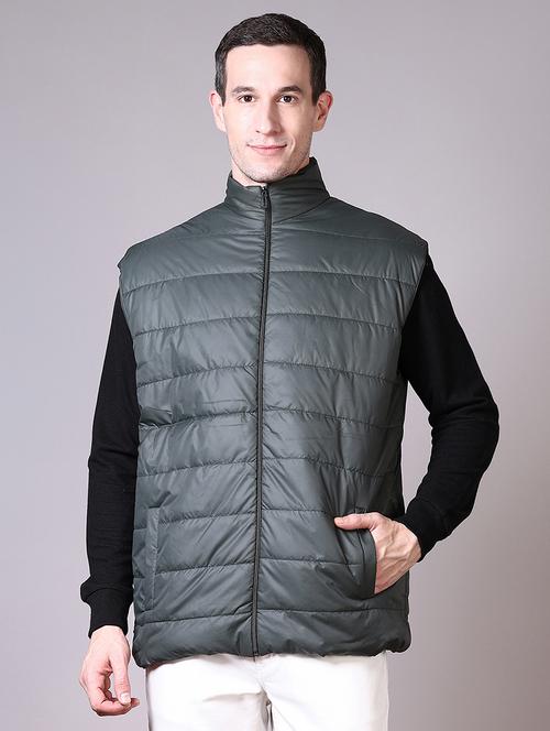 men solid sleeveless quilted jacket - 21606419 - Very Small Image - 1
