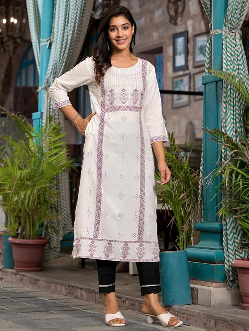 women printed three quarter sleeves straight kurta - 21606801 - Very Small Image - 1