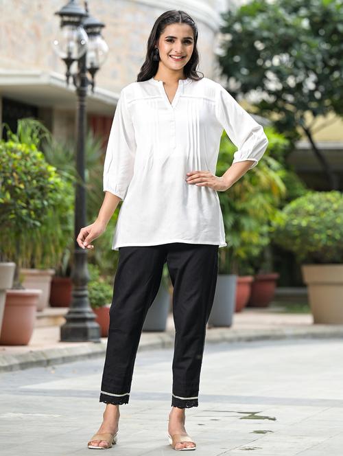 women solid three quarter sleeves a-line kurti - 21606813 - Very Small Image - 1