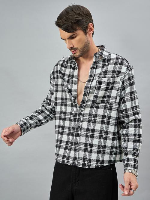 men checkered long sleeves ocersized casual shirt - 21606827 - Very Small Image - 1