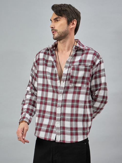 men checkered long sleeves ocersized casual shirt - 21606828 - Very Small Image - 1