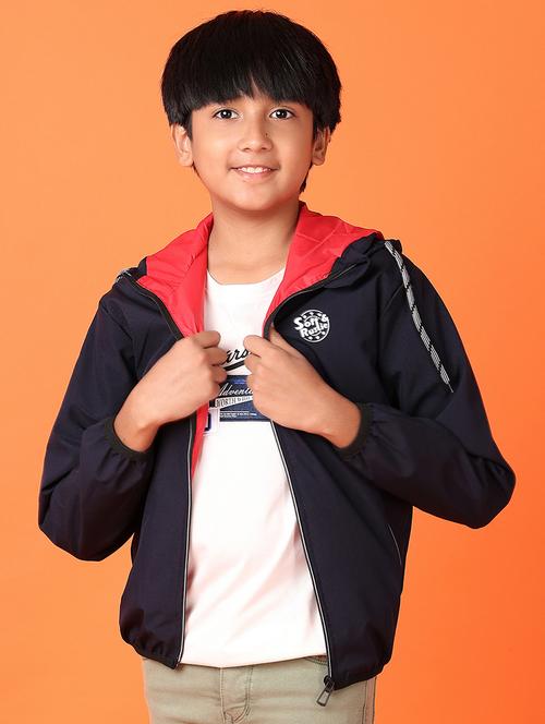 boys solid long sleeve hooded casual jacket - 21607063 - Very Small Image - 1