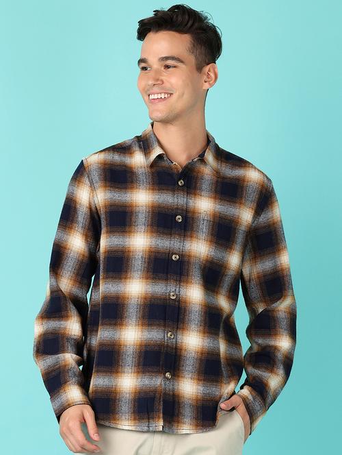 men checkered long sleeve casual shirt - 21607559 - Very Small Image - 1