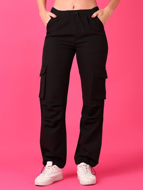 women solid mid rise cargo - 21607957 - Very Small Image - 1