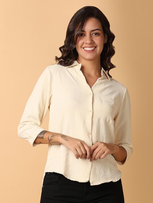 women solid collared high low shirt - 21608102 - Very Small Image - 1