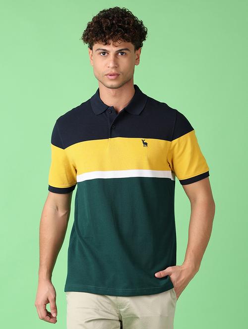 men short sleeves color block polo t-shirt  - 21608463 - Very Small Image - 1