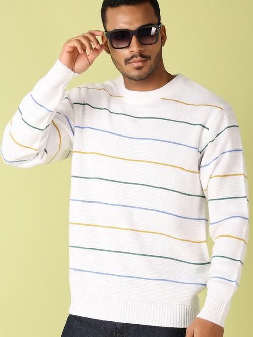 men striped long sleeve regular fit pullover - 21608527 - Very Small Image - 1