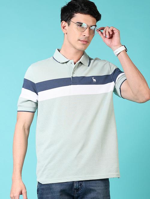 men striped short sleeve polo t-shirt - 21608609 - Very Small Image - 1