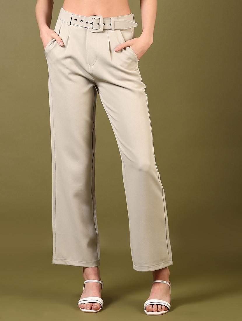 women solid mid rise wide leg trouser - 21608667 - Standard Image - 0