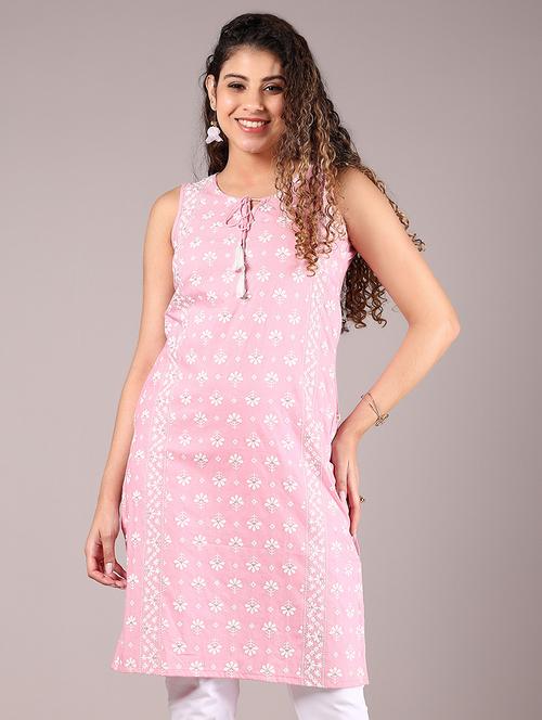 women printed sleeveless straight kurta - 21608867 - Very Small Image - 1