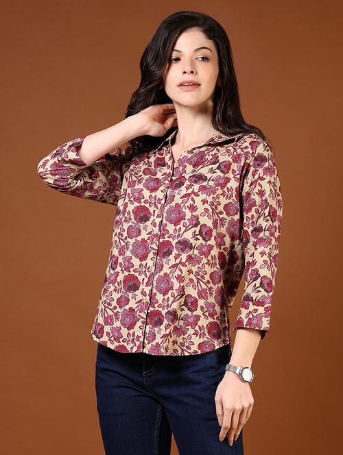 women printed three quarter sleeve regular shirt - 21609272 - Very Small Image - 1