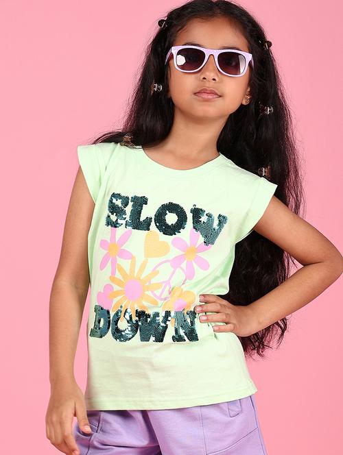 green cotton front print tee - 21609282 - Very Small Image - 1