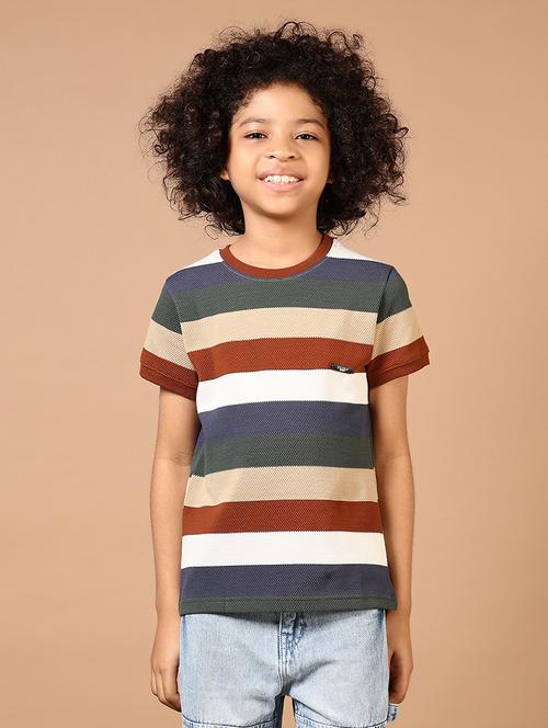 boys striped short sleeves t-shirt - 21610003 - Very Small Image - 1