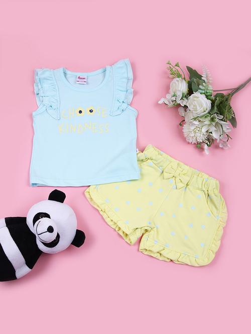 girls light blue printed shorts sets  - 21610635 - Very Small Image - 1