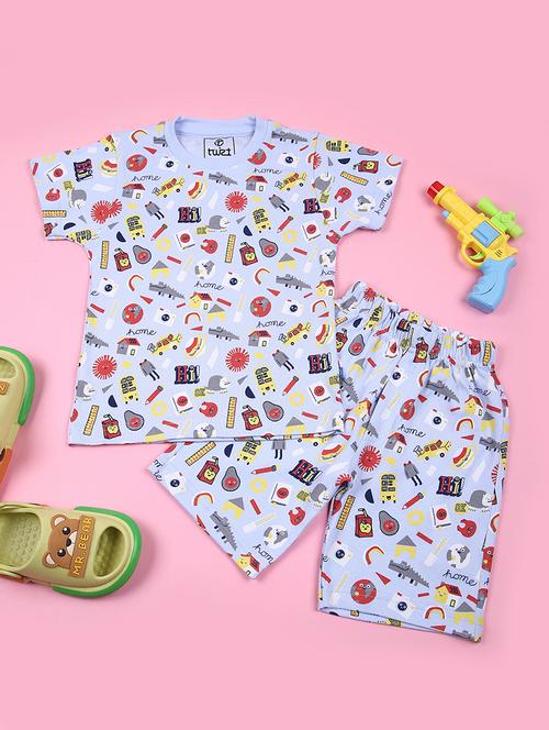 boys printed shorts twin set - 21610884 - Very Small Image - 1