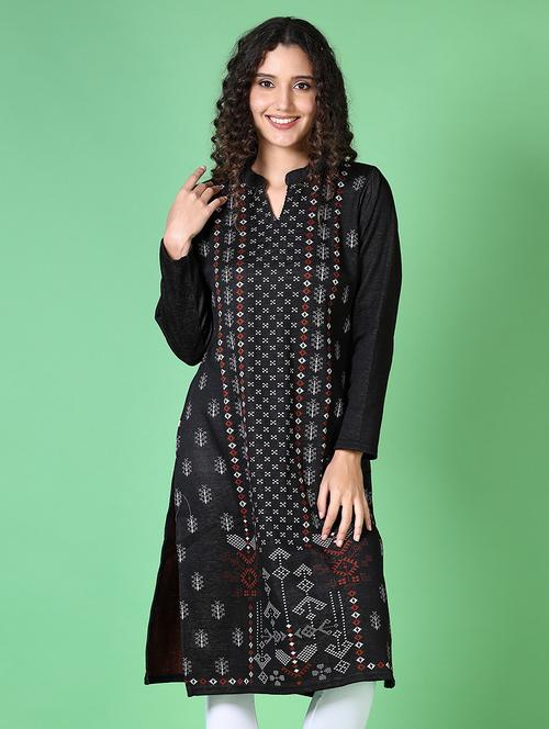 women self design long sleeve kurta - 21611218 - Very Small Image - 1