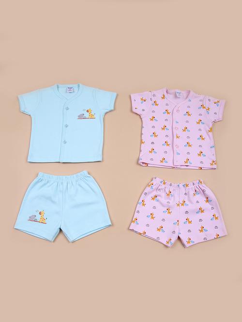 kids pack of 2 printed t-shirt and short set - 21611295 - Very Small Image - 1