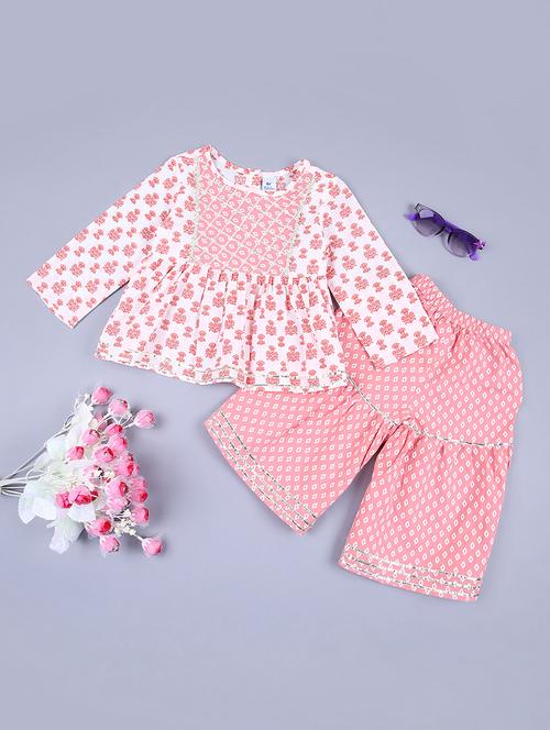 girls printed round neck kurta sharara set - 21611490 - Very Small Image - 1
