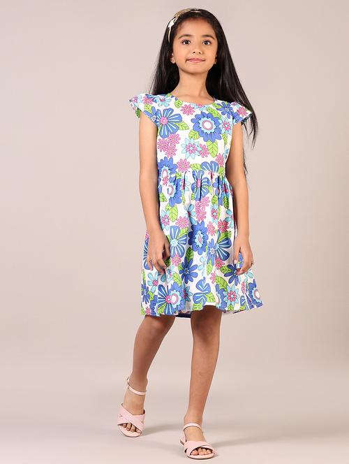 girls printed round neck frock - 21611629 - Very Small Image - 1