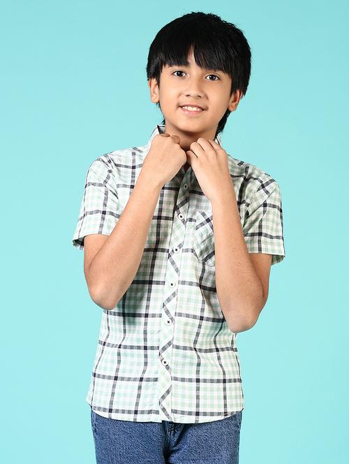 boys checkered collared short sleeves shirt - 21611936 - Very Small Image - 1