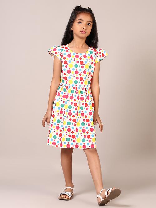 girls printed round neck frock - 21611945 - Very Small Image - 1