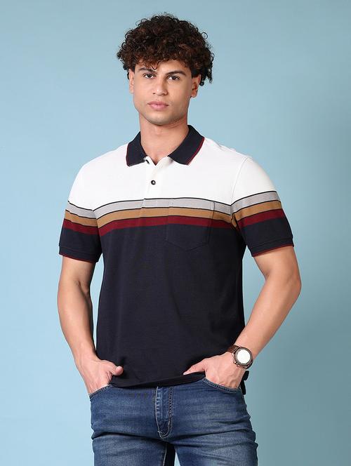 men striped short sleeve polo t-shirt - 21612131 - Very Small Image - 1