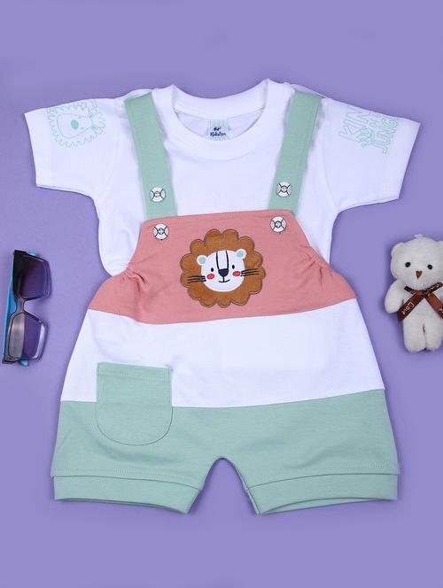 kids color blocked t-shirt with dungree - 21612137 - Very Small Image - 1