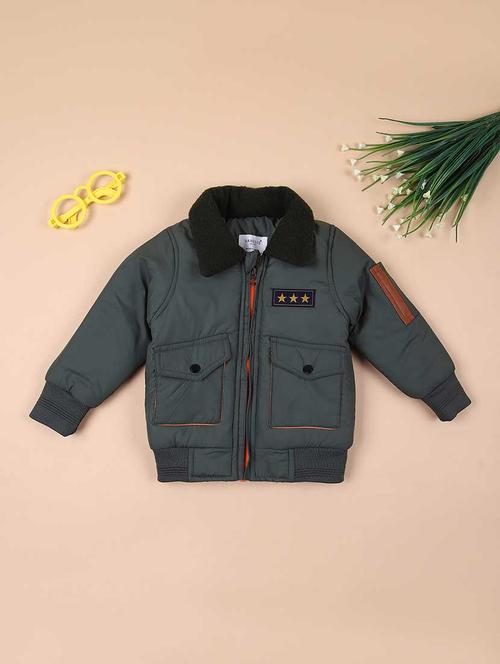 boys solid long sleeve collared jacket - 21612212 - Very Small Image - 1