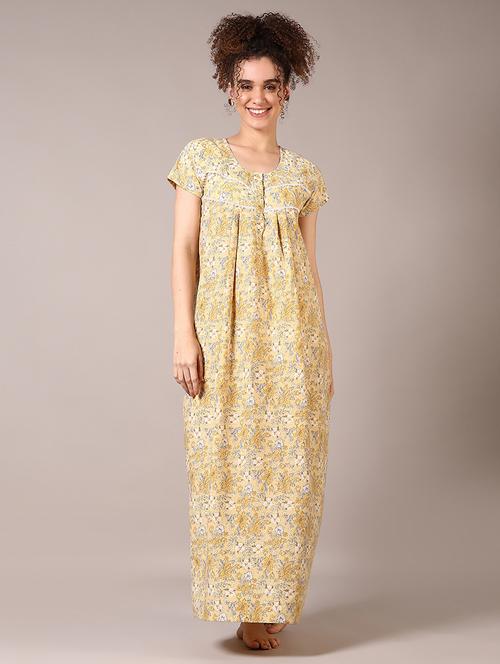 women printed cotton nighty - 21612418 - Very Small Image - 1