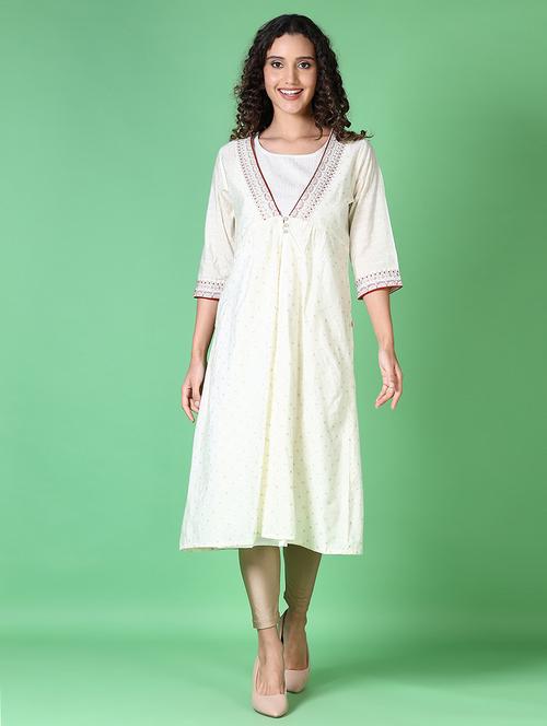 Women Printed Round Neck A-line Kurta - 21612927 - Very Small Image - 1