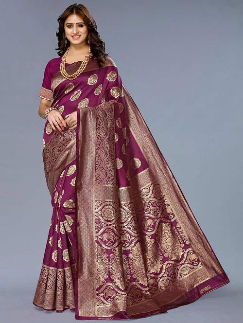 women self design banarasi saree with blouse - 21613313 - Very Small Image - 1