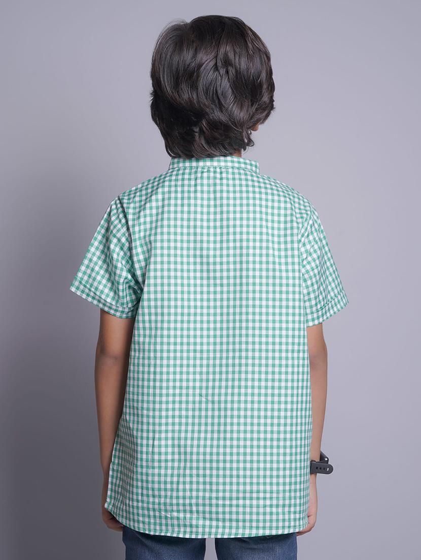 boys check print mandarin neck short kurta - 21613343 - Standard Image - 3