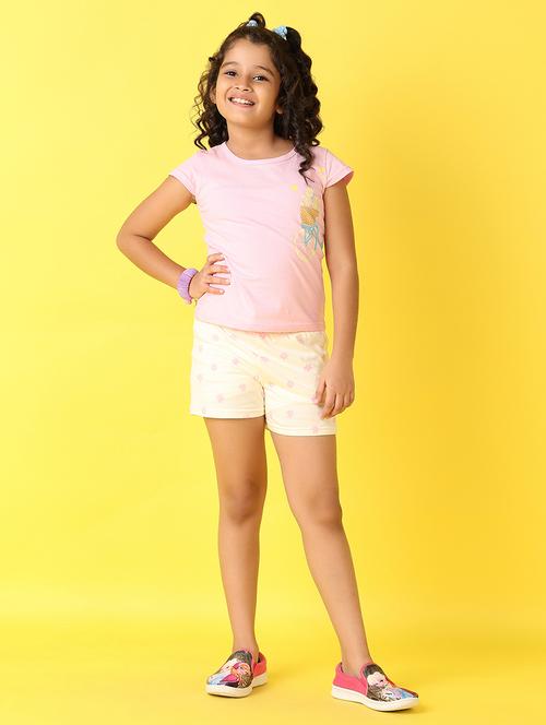 girls pink printed shorts sets - 21613350 - Very Small Image - 1