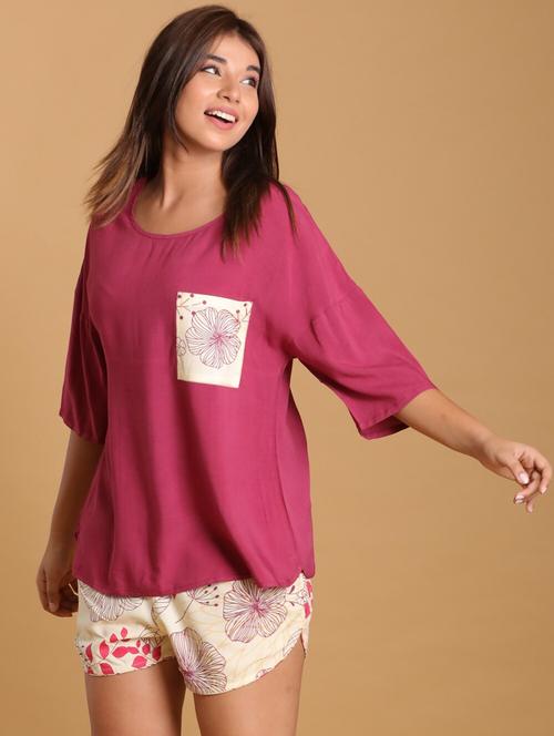 women printed shorts nightwear set - 21613470 - Very Small Image - 1