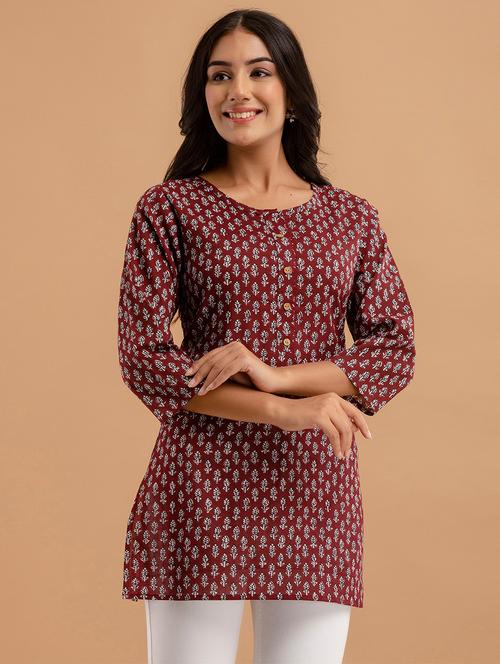 women three quarter sleeve straight kurti - 21613810 - Very Small Image - 1