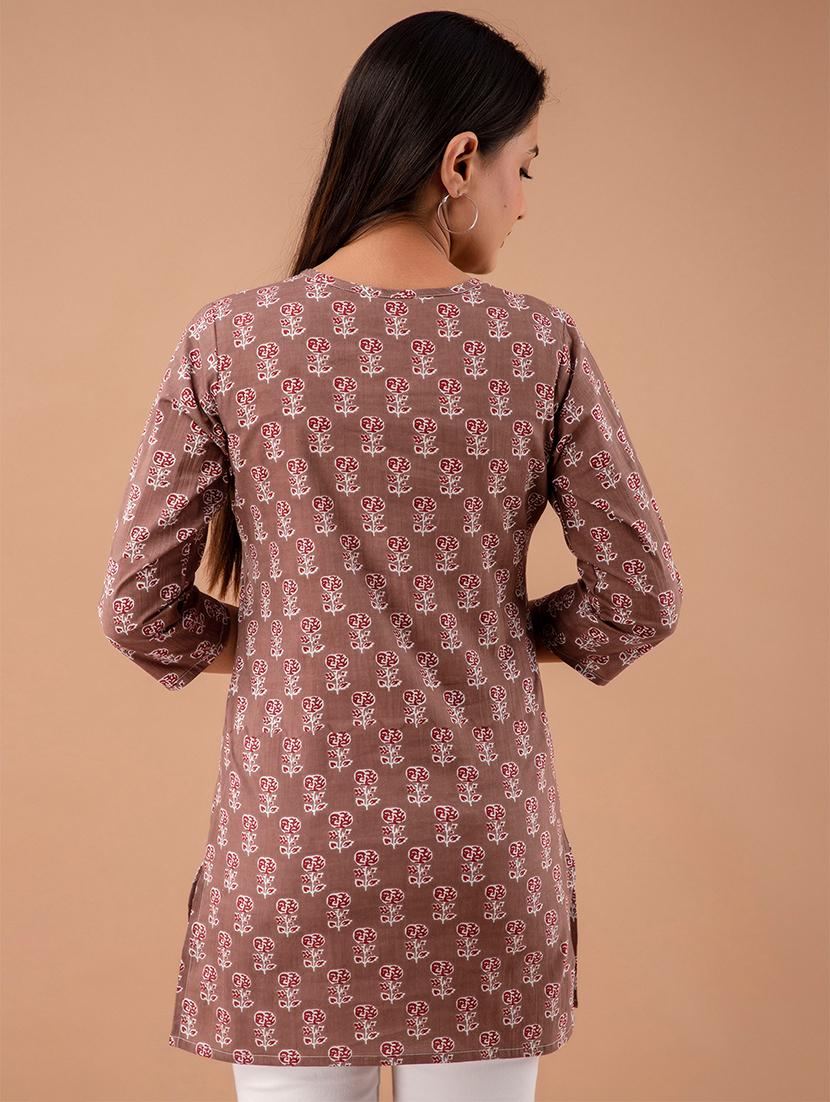 women three quarter sleeve straight kurti - 21613821 - Standard Image - 2