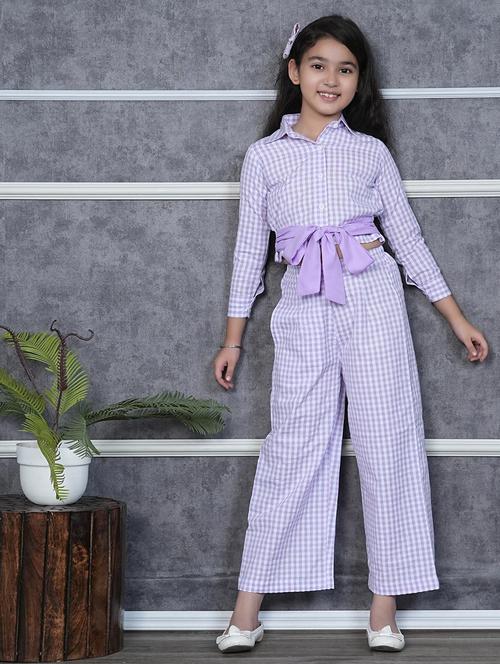 girls checkered full length co-ords set - 21613893 - Very Small Image - 1