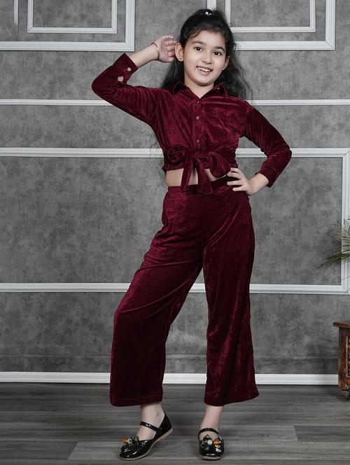 girls solid full length co-ords set - 21613900 - Very Small Image - 1