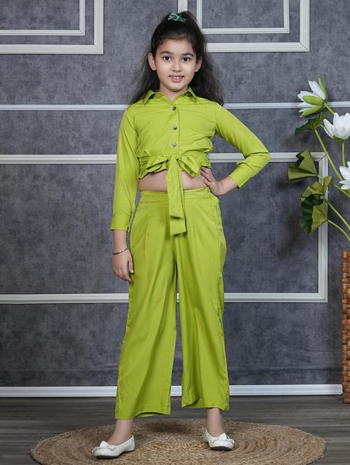 girls solid full length co-ords set - 21613909 - Very Small Image - 1