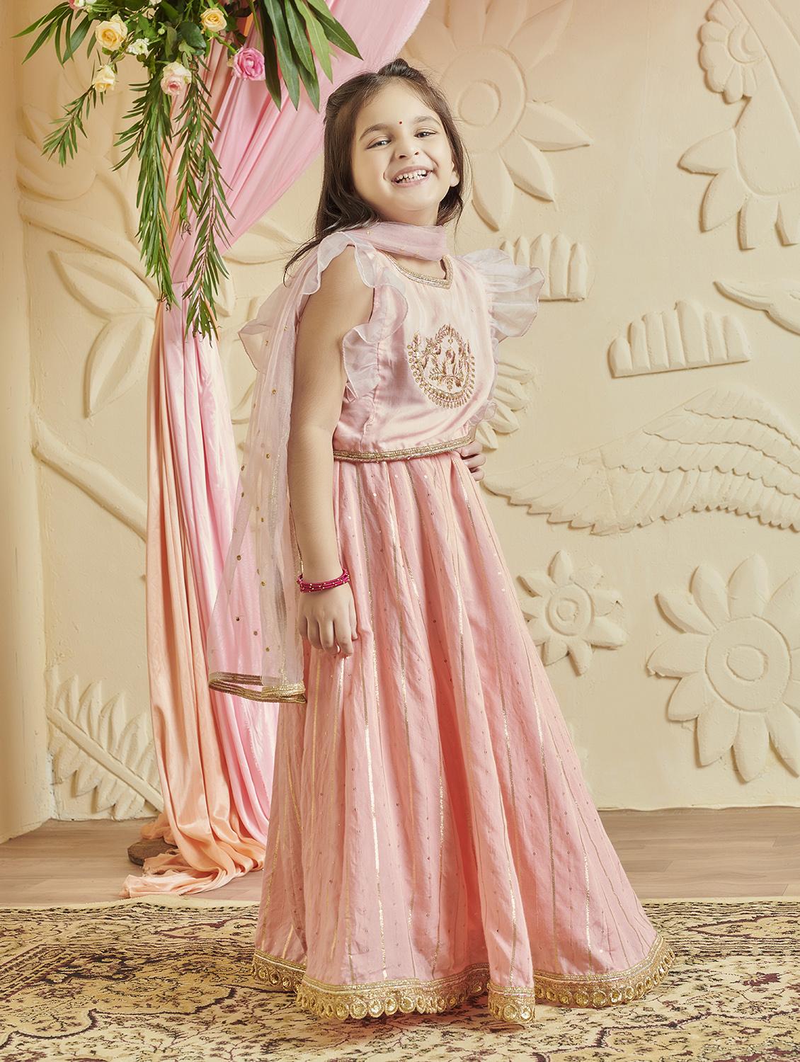 girls embroidered lehenga choli set - 21614016 - Standard Image - 2