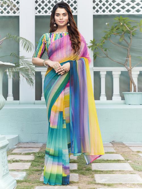 women printed saree - 21614544 - Very Small Image - 1